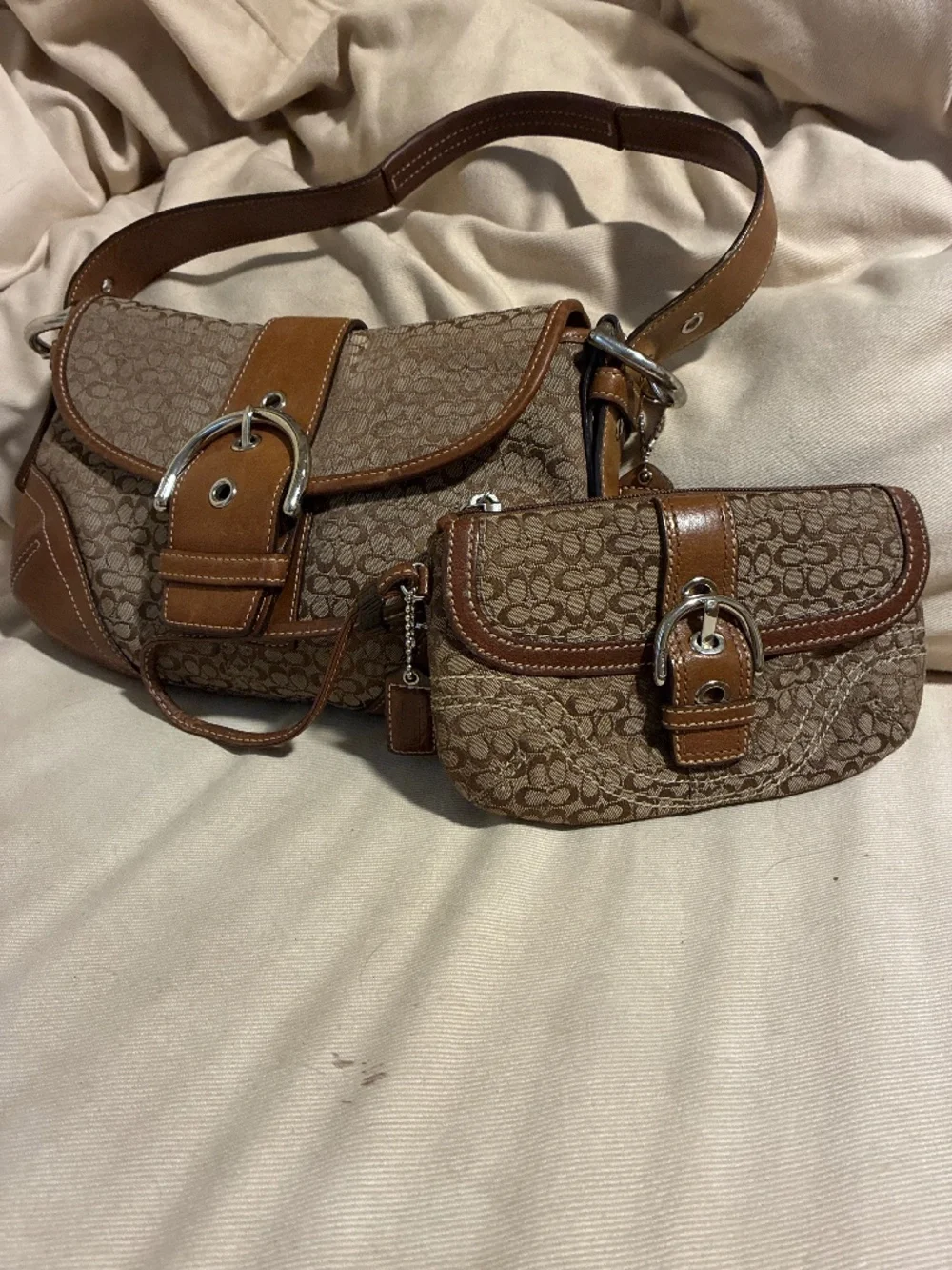 Coach soho 6818 bag and wristlet combo brown signature c print
